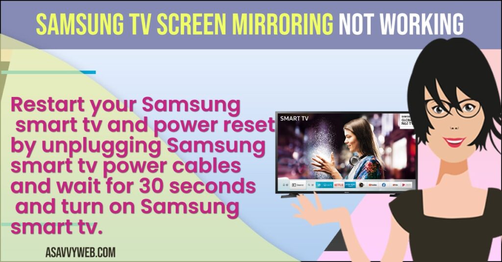 Samsung tv Screen Mirroring Not Working