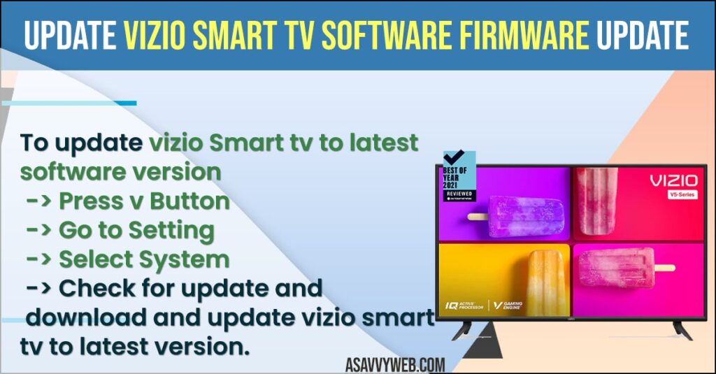 Update Vizio Smart tv Software Firmware Update