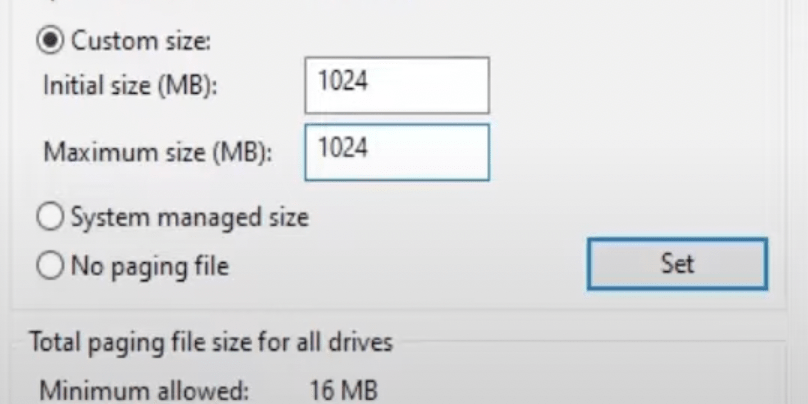 change drive size to 1024
