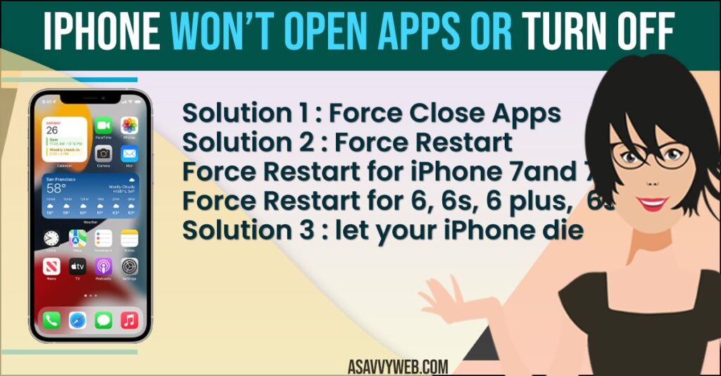 Solutions for iPhone won't open apps or turn off