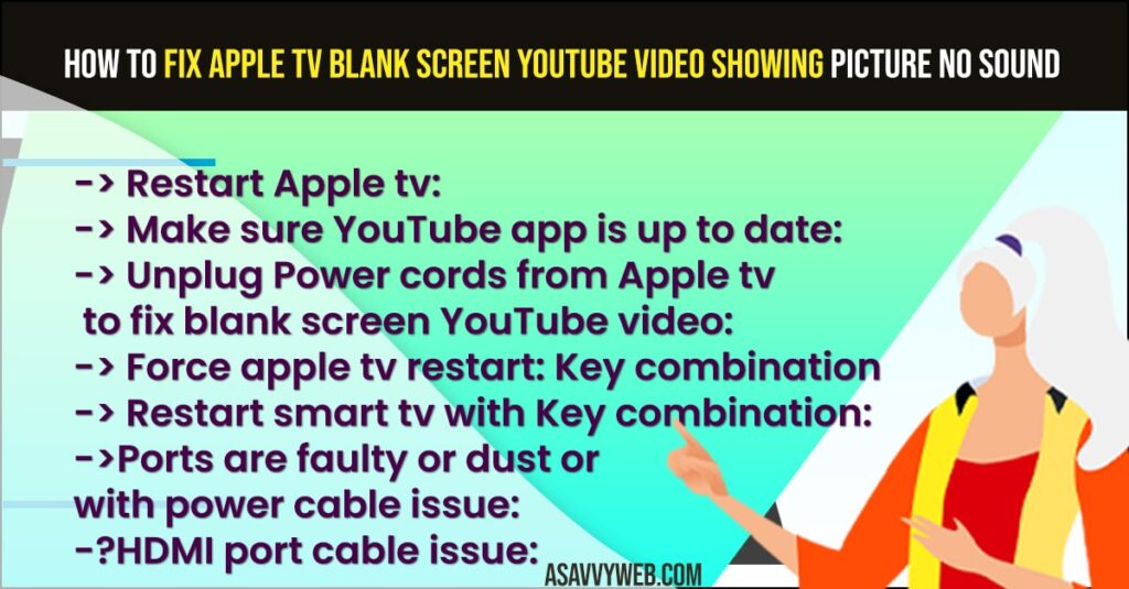 Apple tv 4k blank screen YouTube video, Netflix with no sound or Blank Screens