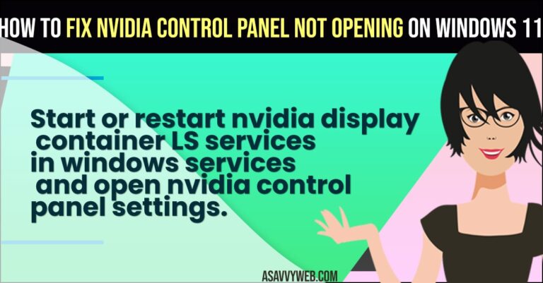 How to Fix NVIDIA Control Panel Not Opening On Windows 11 - A Savvy Web