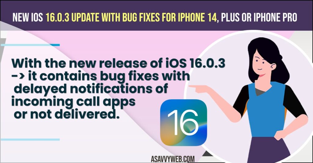  iOS 16.0.3 Update with bug fixes for iPhone 14, Plus or iPhone Pro or  Max