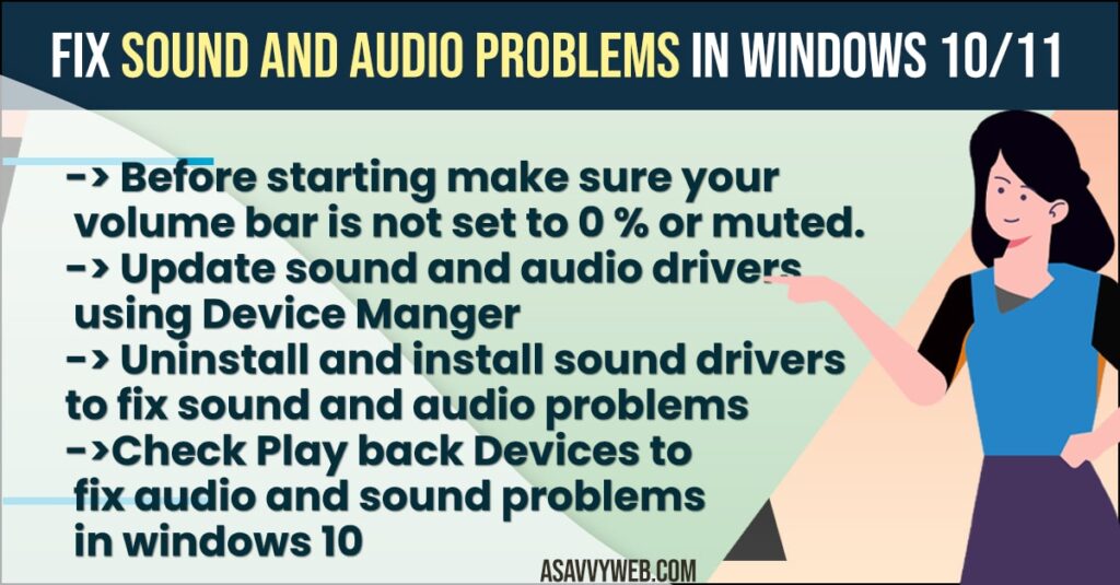 Fix Sound and Audio Problems in windows 11 or 11