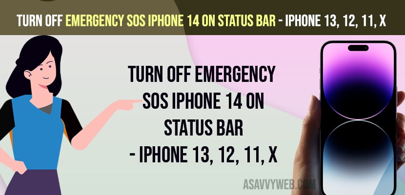 Turn OFF Emergency SOS iPhone 14 on Status Bar - iPhone 13, 12, 11, X