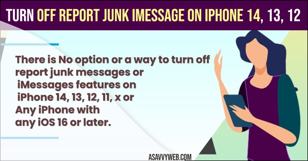 Turn off Report Junk iMessage on iPhone 14, 13, 12
