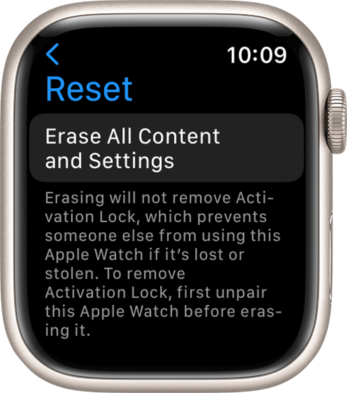 reset apple-watch and erase all content