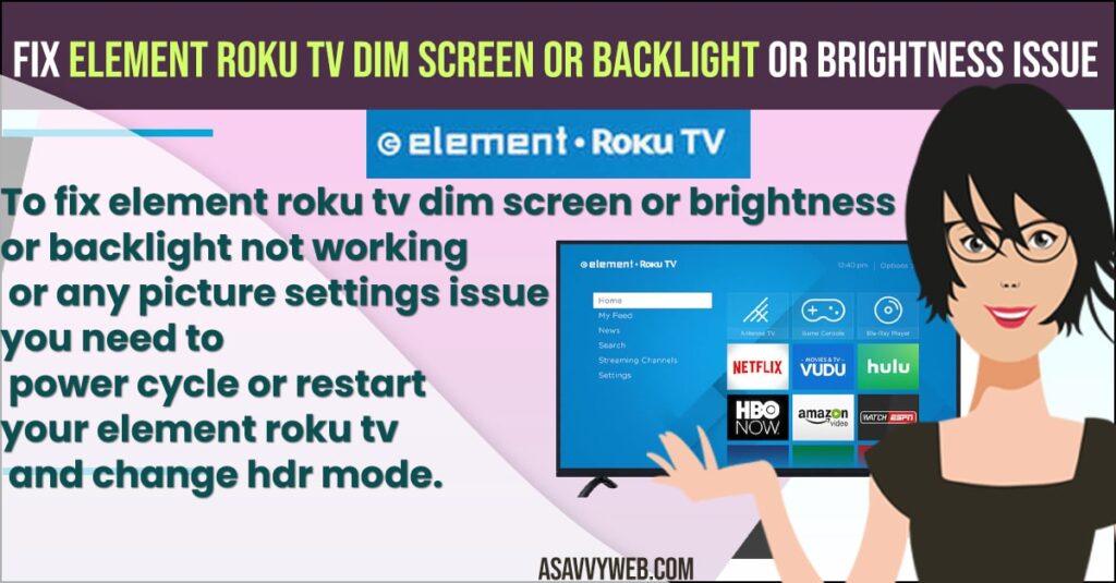 Fix Element Roku TV Dim Screen or Backlight or brightness Issue