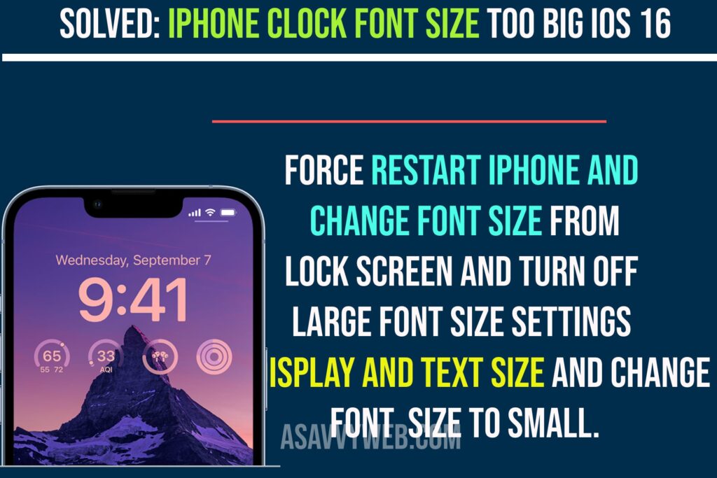 how to fix iPhone clock font size too big iOS 16