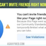Fix You Can't Invite Friends Right Now Facebook Page