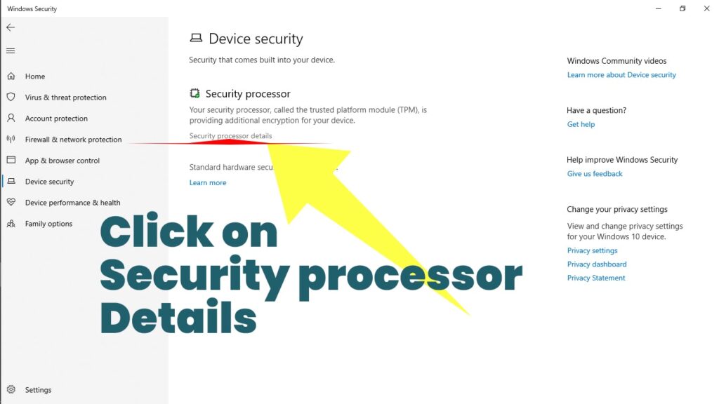 click on security processor details