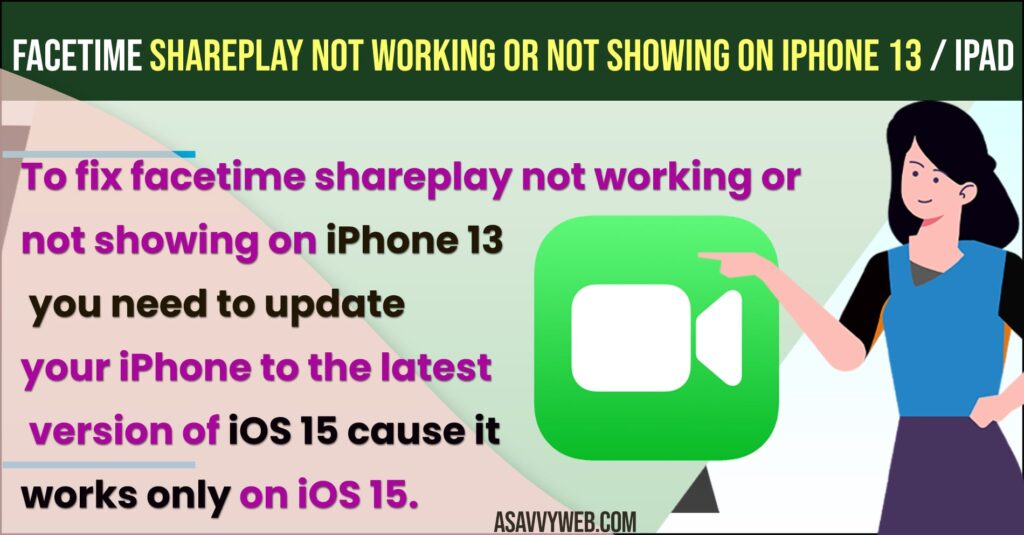 Fix Facetime Shareplay not Working or Not Showing on iPhone 13,14