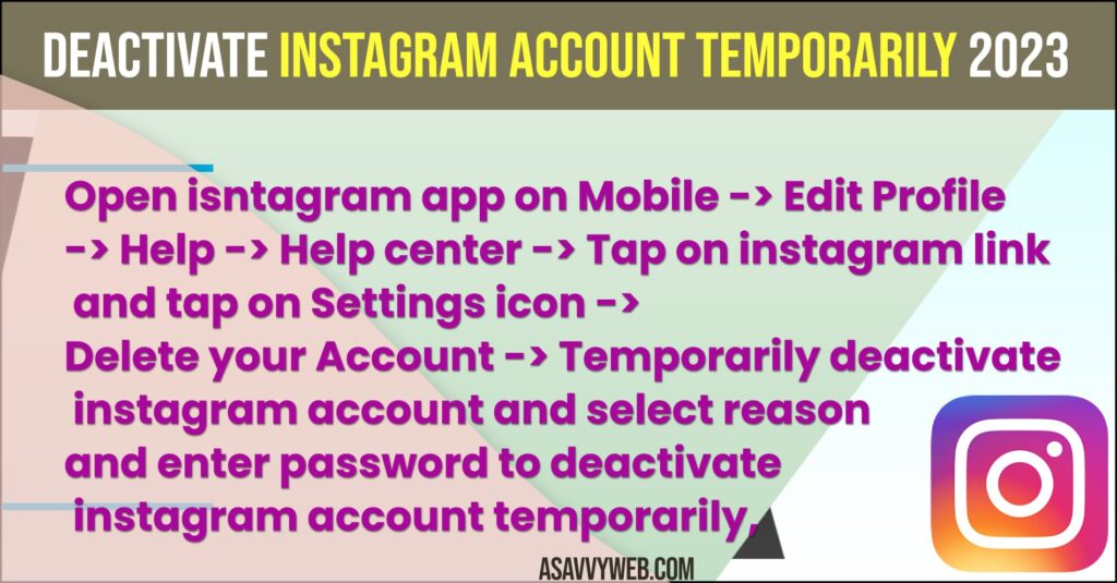 How to Deactivate instagram account temporarily 2023