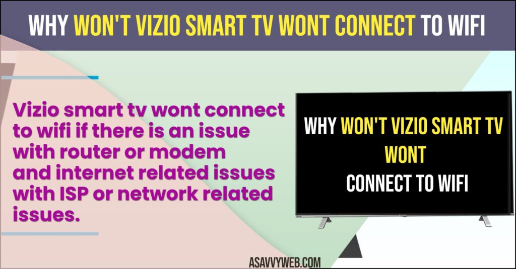Why vizio Smart tv Wont Connect to wifi