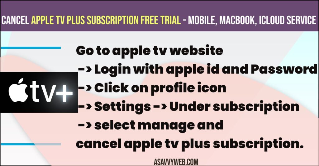 Cancel Apple TV Plus Subscription Free Trial - Mobile, MacBook or Laptop