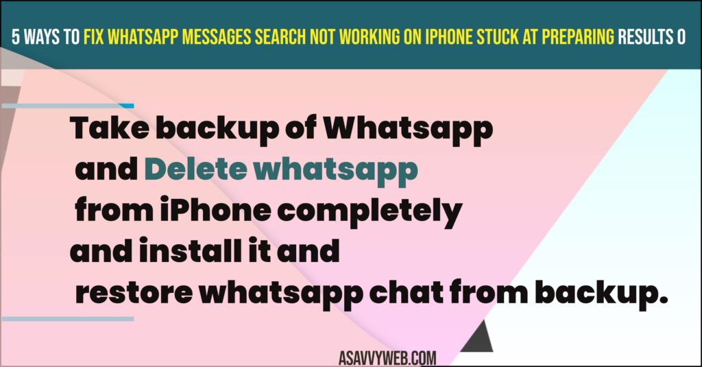 How to fix WhatsApp Messages Search Not Working on iPhone stuck at Preparing results 0