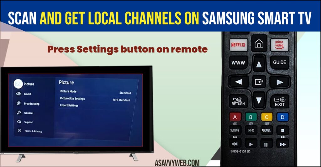 Press settings button on samsung smart tv remote