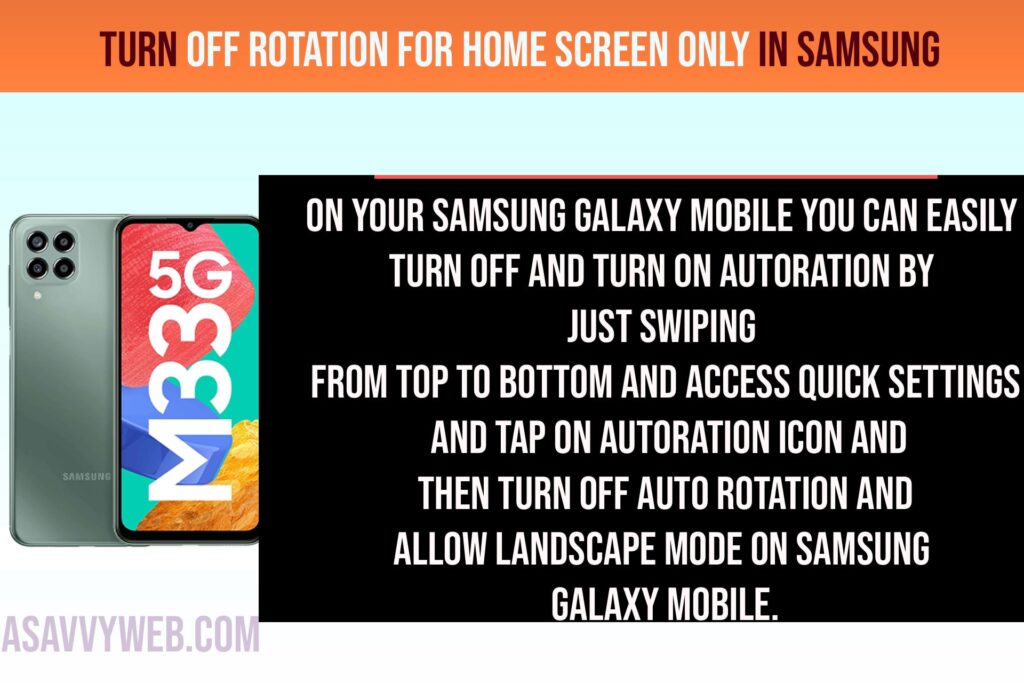 Turn OFF Rotation for Home Screen only in Samsung 