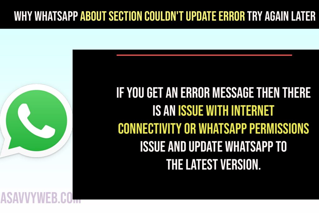 why WhatsApp About Section Couldn't Update Error try Again Later