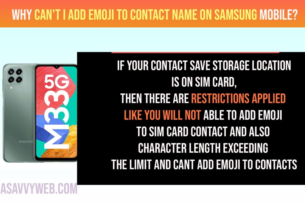 Can't Add Emojis to my Sim Card Contacts on Samsung