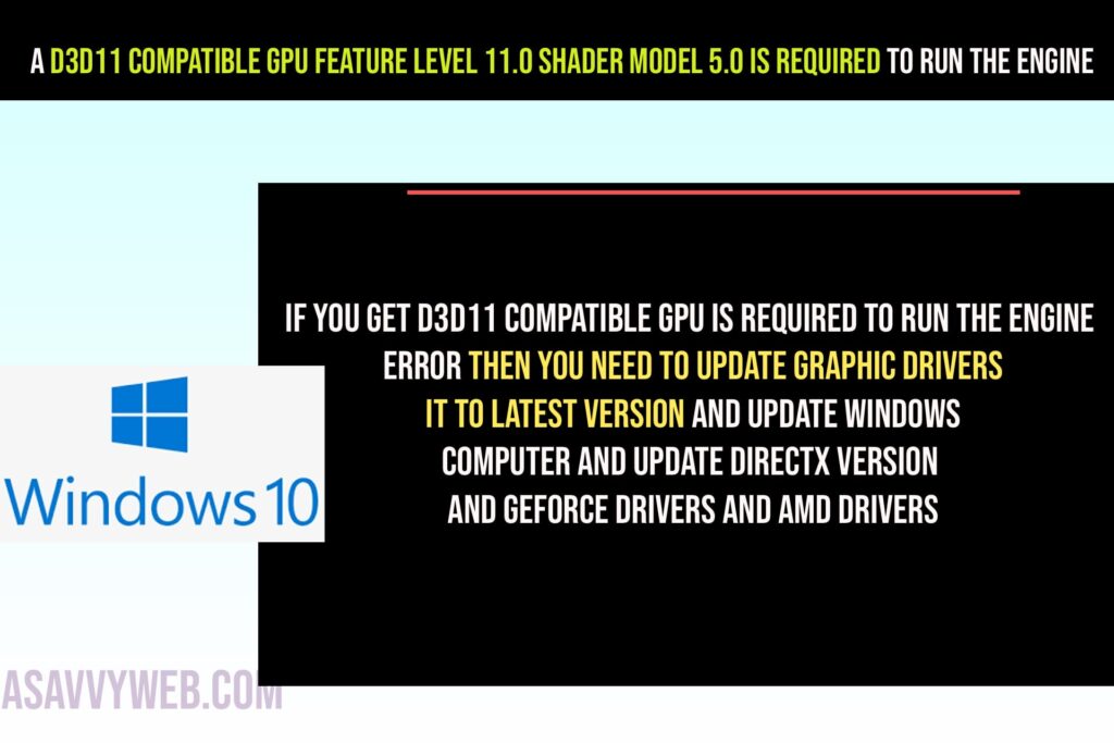 A D3D11 compatible GPU feature level 11.0 shader model 5.0 is required to run the engine