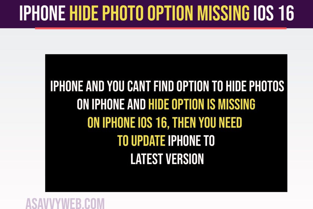 fix iPhone Hide Photo Option Missing iOS 16