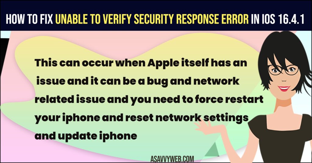 Fix Unable to Verify Security Response error in iOS 16.4.1