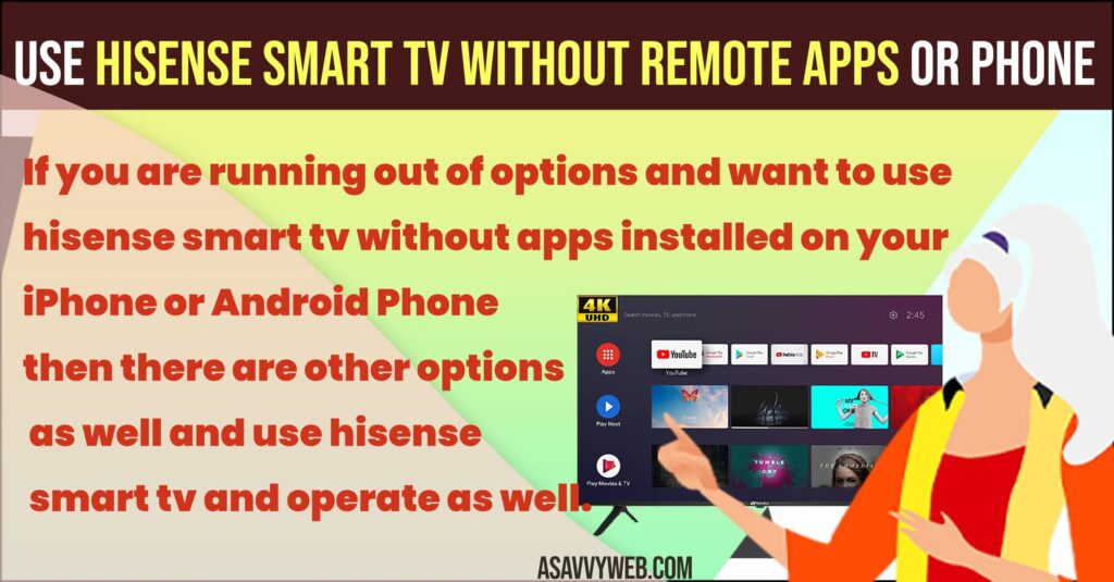 Use Hisense Smart tv Without Remote Apps or mobile Phone - Android or iPhone