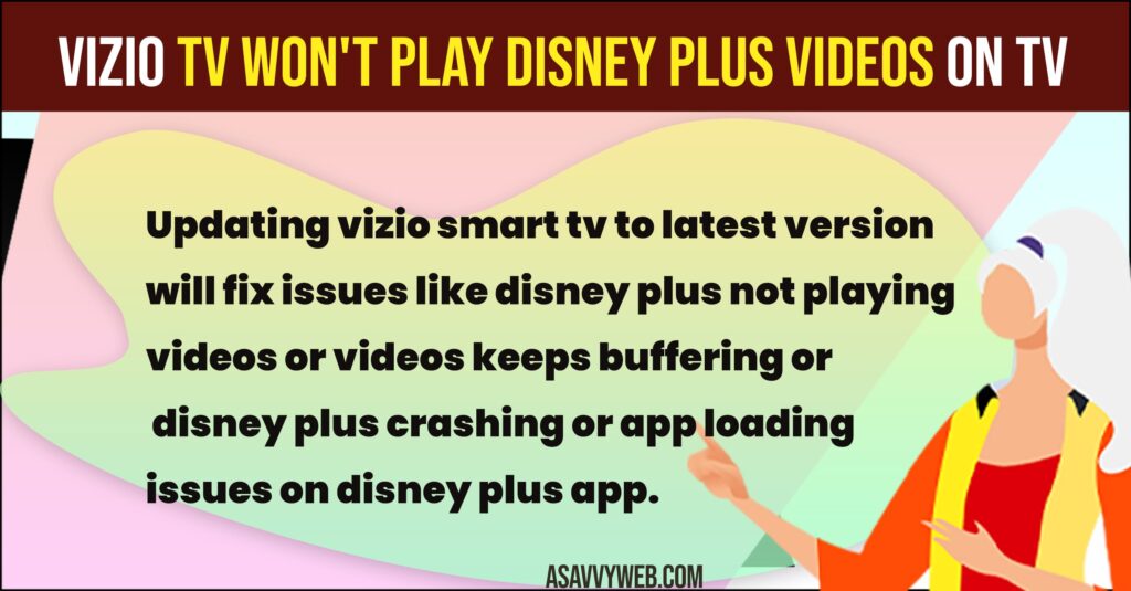 Vizio TV Won't Play Disney Plus Videos on tv