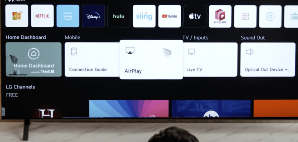 select AirPlay on LG tv home screen
