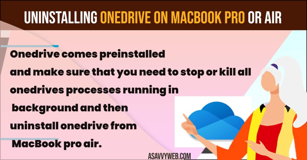 uninstall OneDrive on MacBook pro or air completely and remove onedrive files