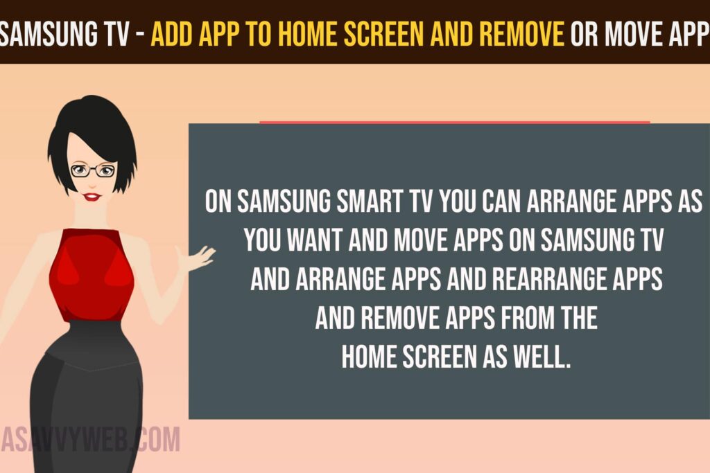 Samsung smart tv how to Add App to Home Screen and Remove or Move App