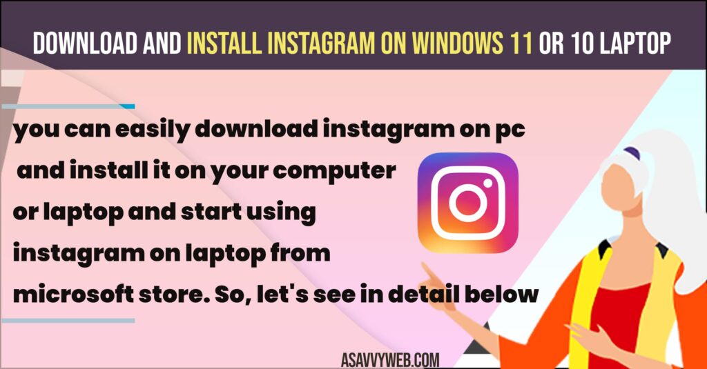 download Instagram on Windows 11 or 10 Laptop
