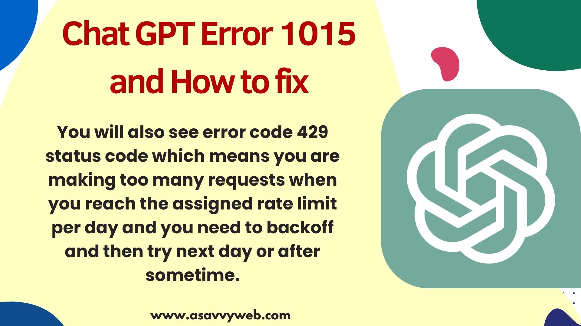 How to Fix Chat GPT Error 429