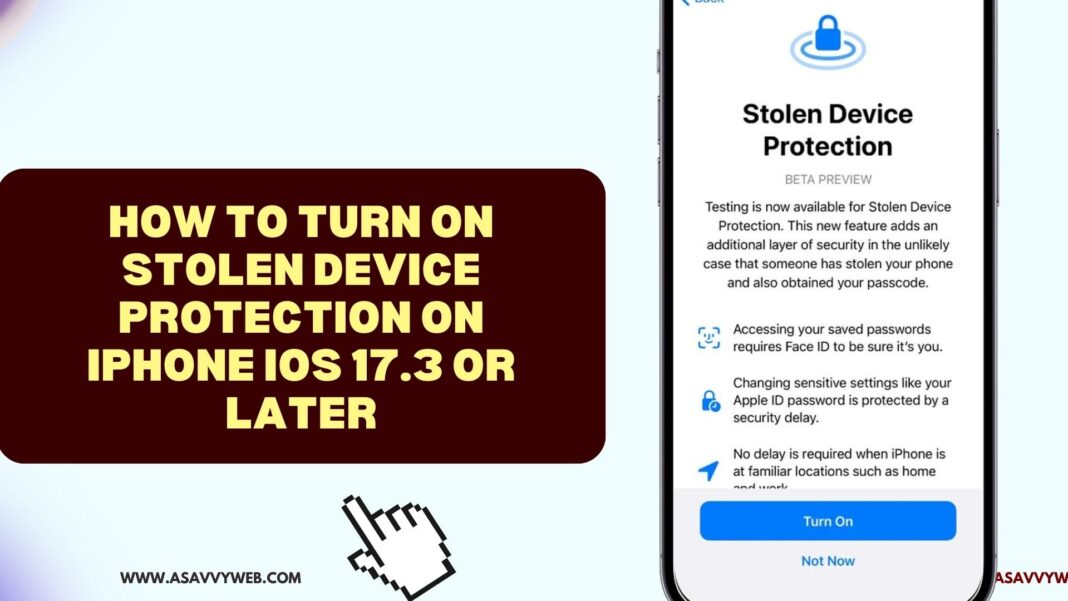 How to Turn on Stolen Device Protection on iPhone iOS 17.3 or Later