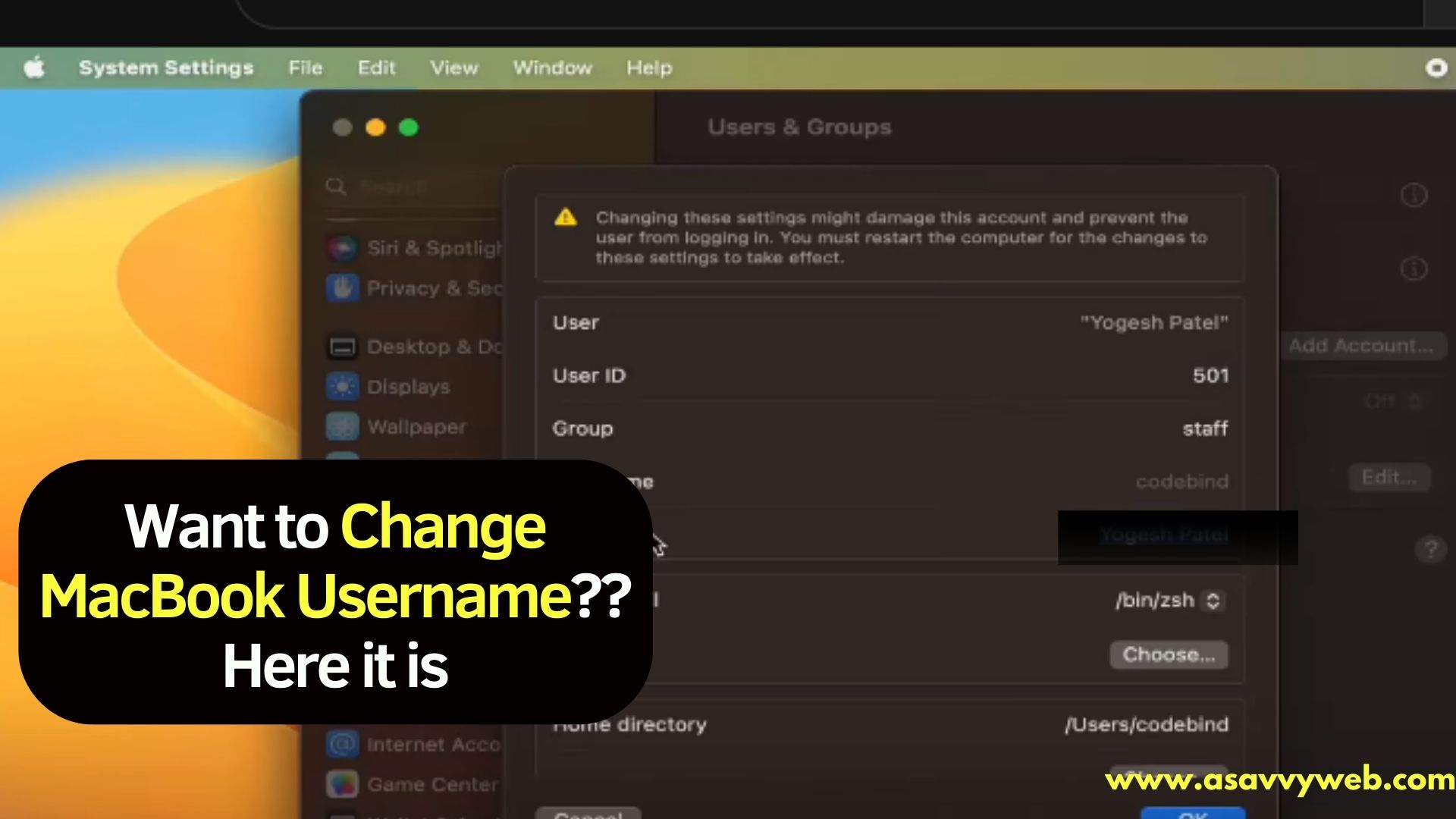 Want to Change MacBook Username?? Here it is